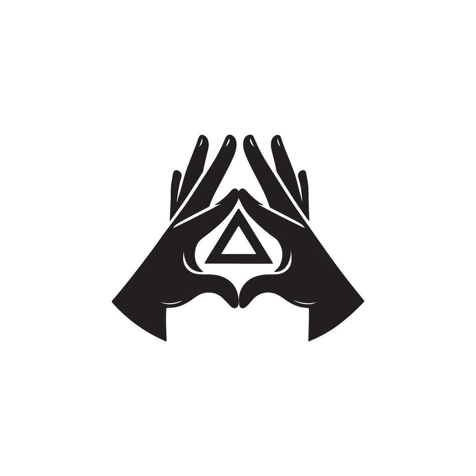 Two hands making a triangle shape with their hands vector