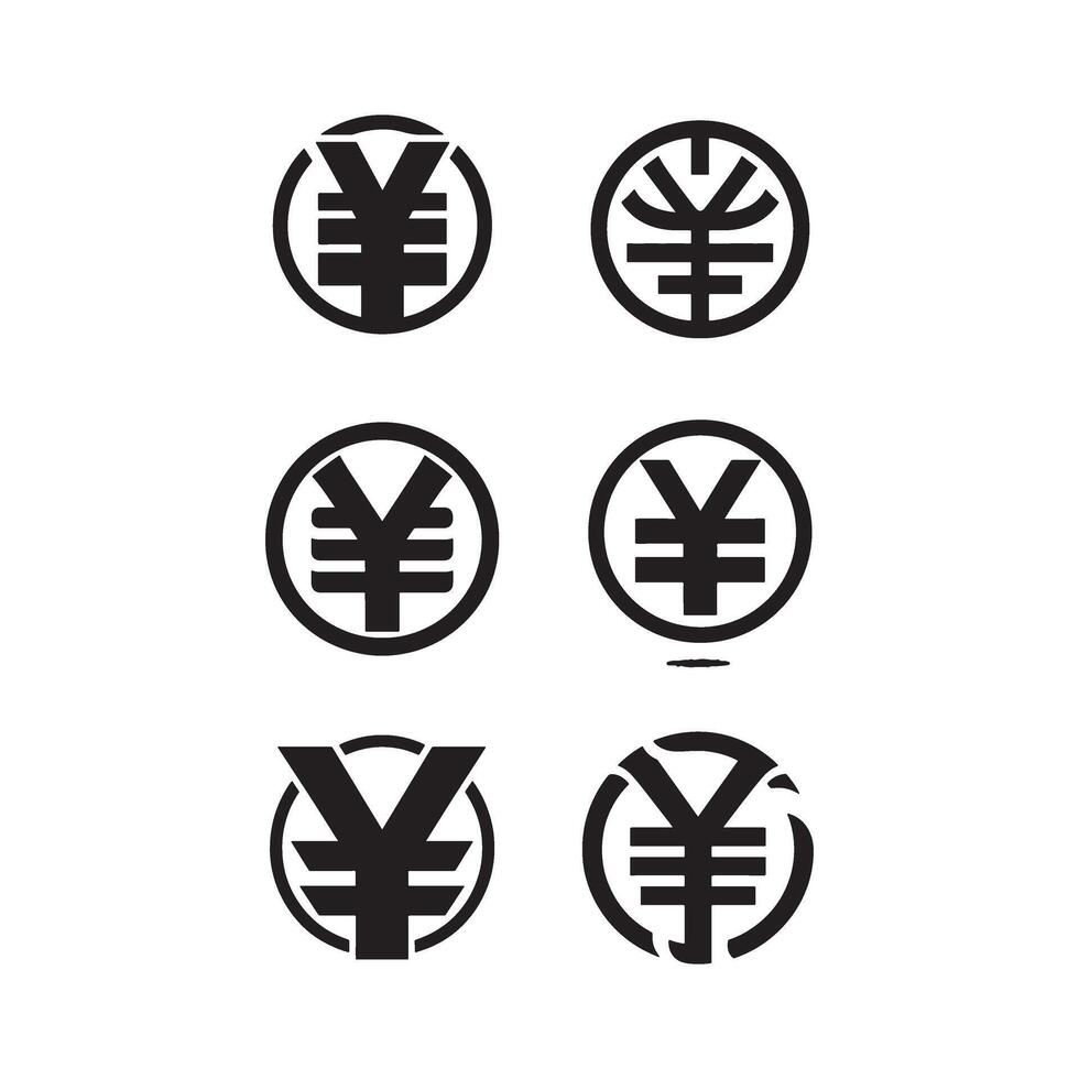 Yen sign icon set vector
