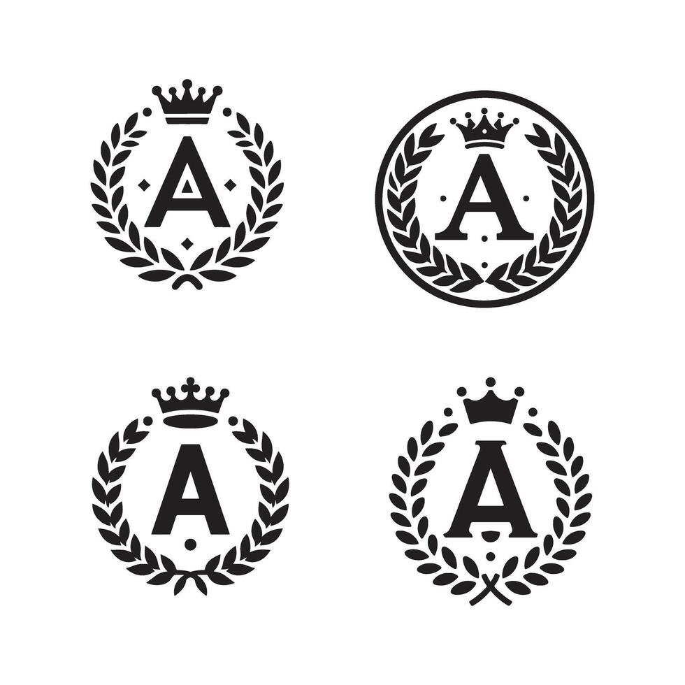 Four different logos for a letter a and a crown vector