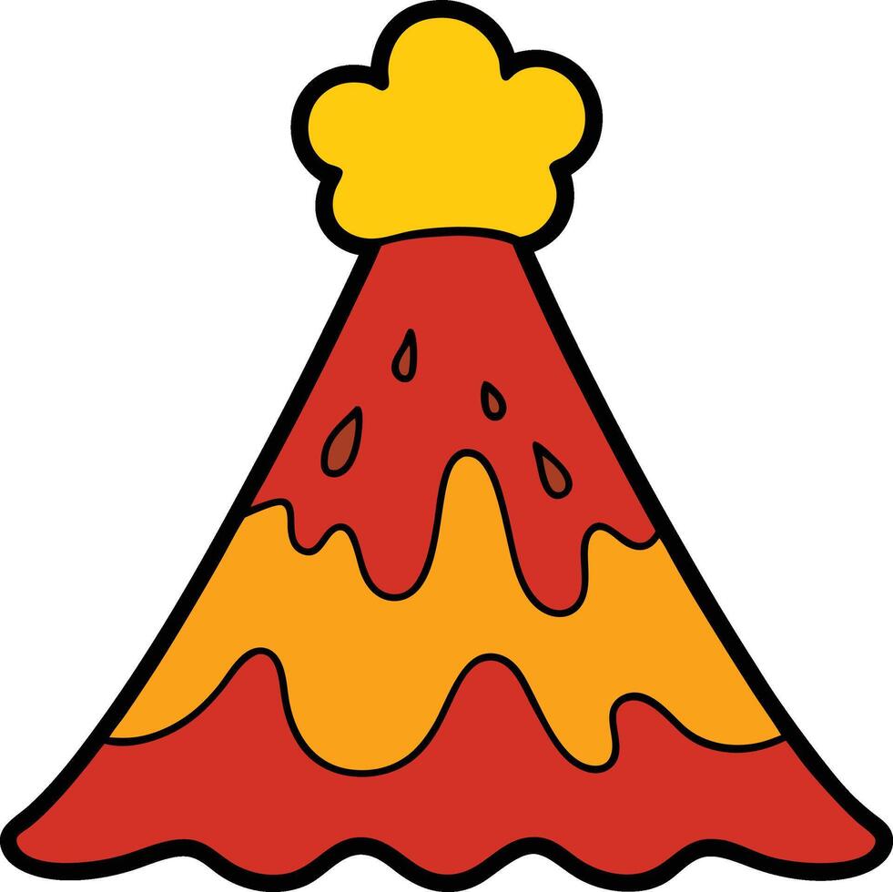 Cartoon Volcano Doodle Clipart Icon vector