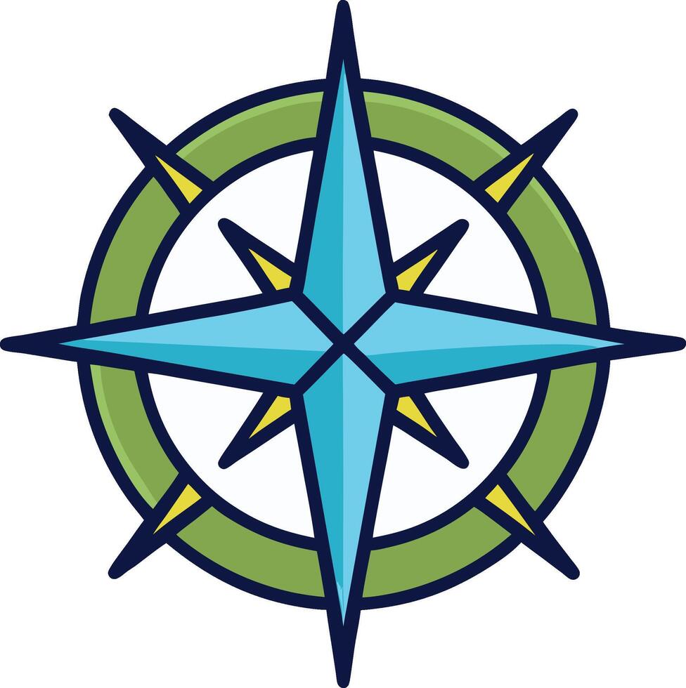 Cartoon Compass Rose Doodle vector