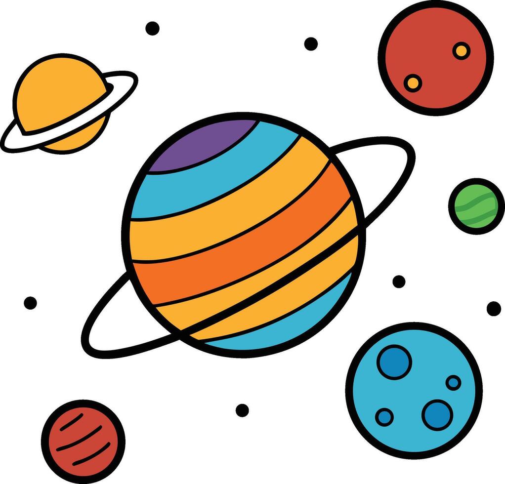 Cartoon Solar System Doodle Illustration vector