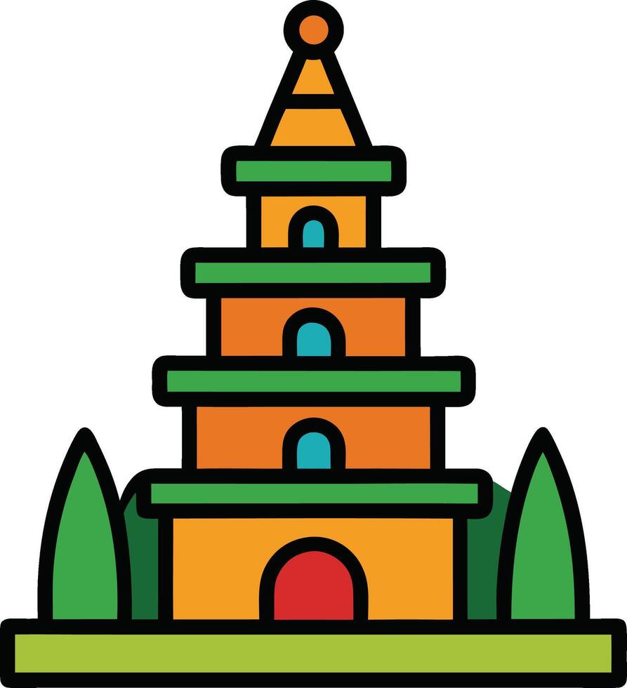 Cartoon Landmark Doodle Illustration vector