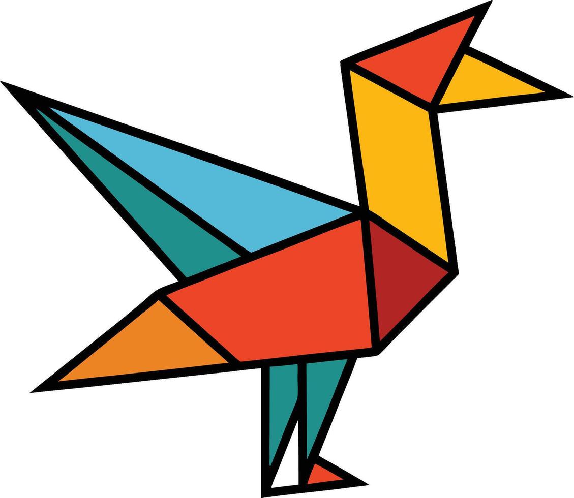 Cartoon Origami Bird Doodle vector