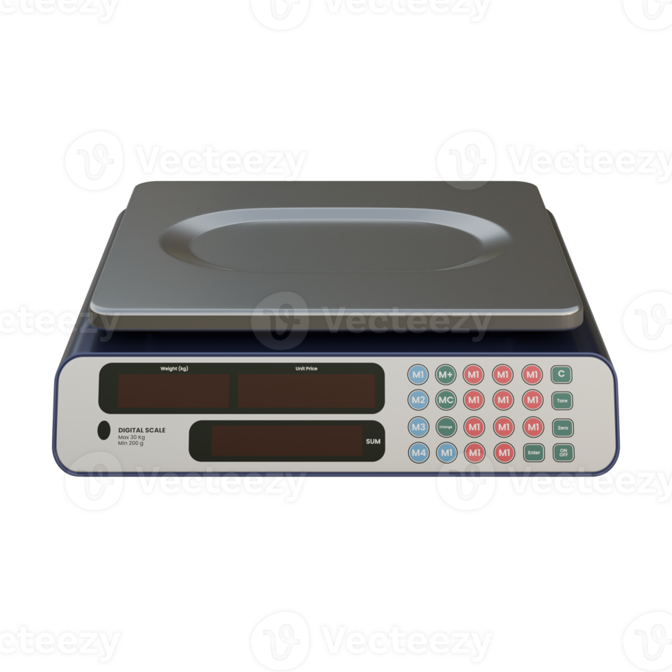 Digital Scale Top Front View 3D Render Illustration png