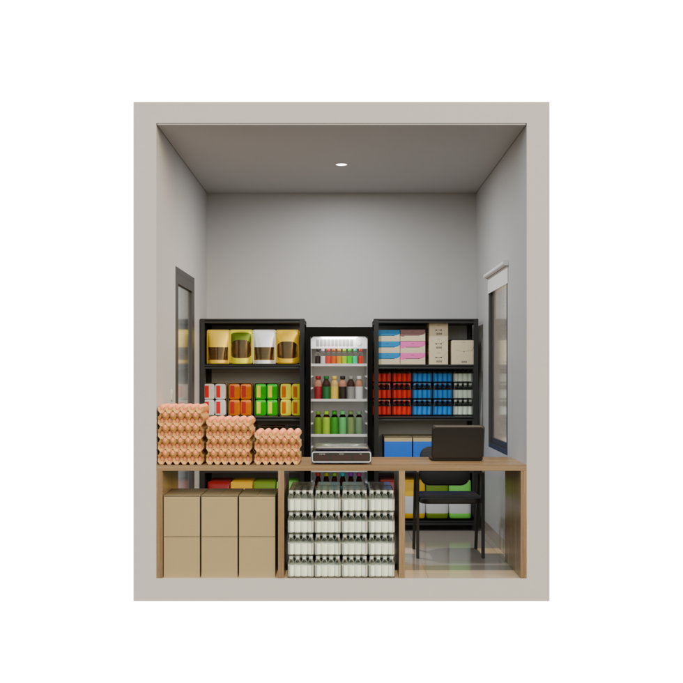 Small Shop Front View 3D Design Element png