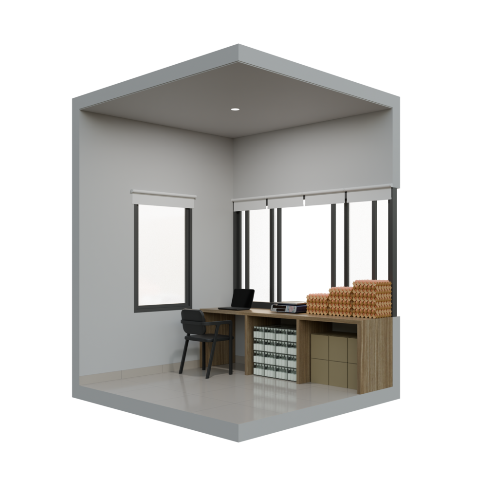 Small Shop Rear Right Corner View 3D Design Illustration png