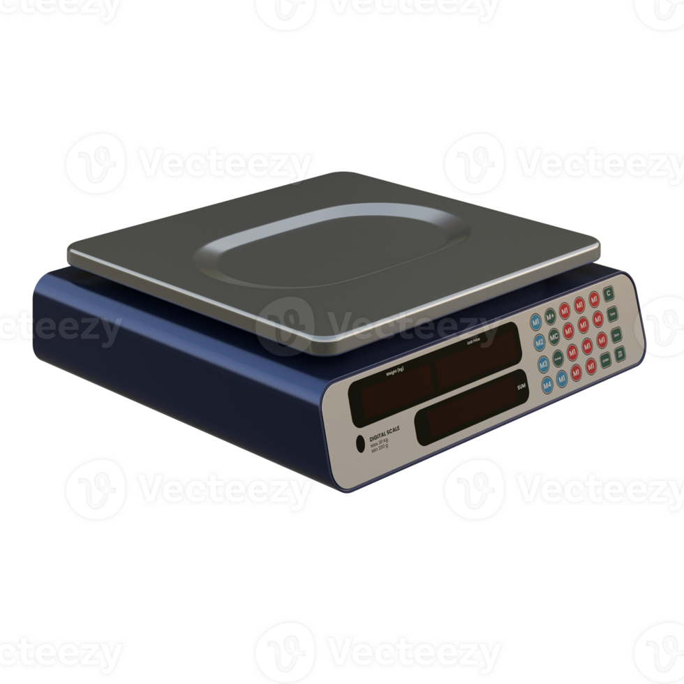 Digital Scale Top Side View 3D Render Illustration png