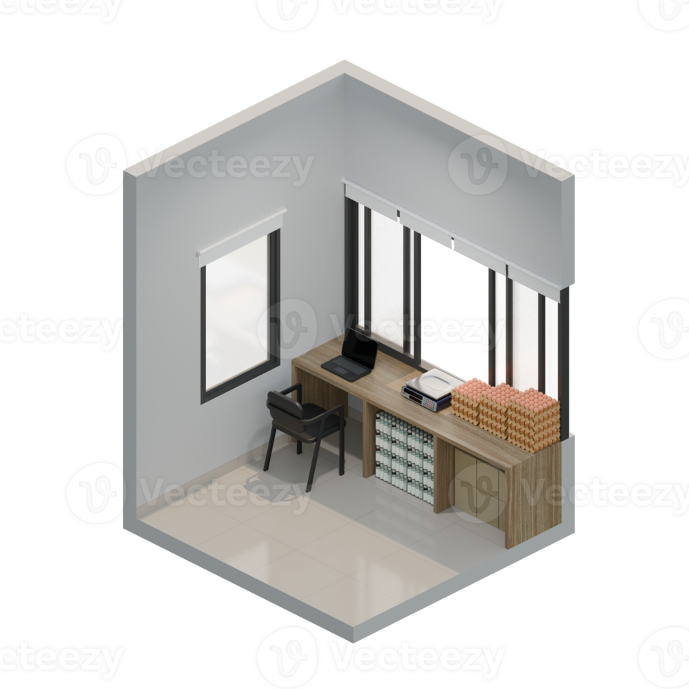 Small Shop Back Right View Isometric 3D Render Illustration png
