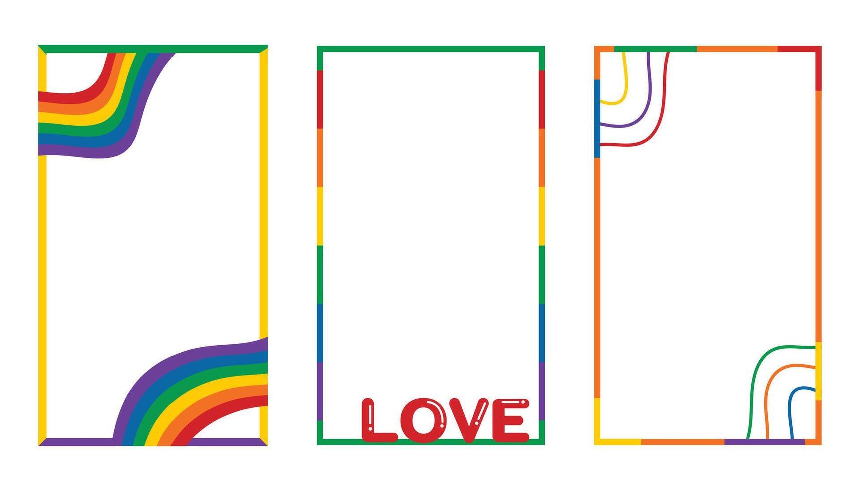 Rainbow and colourful frame for pride month element on social media platform template vector