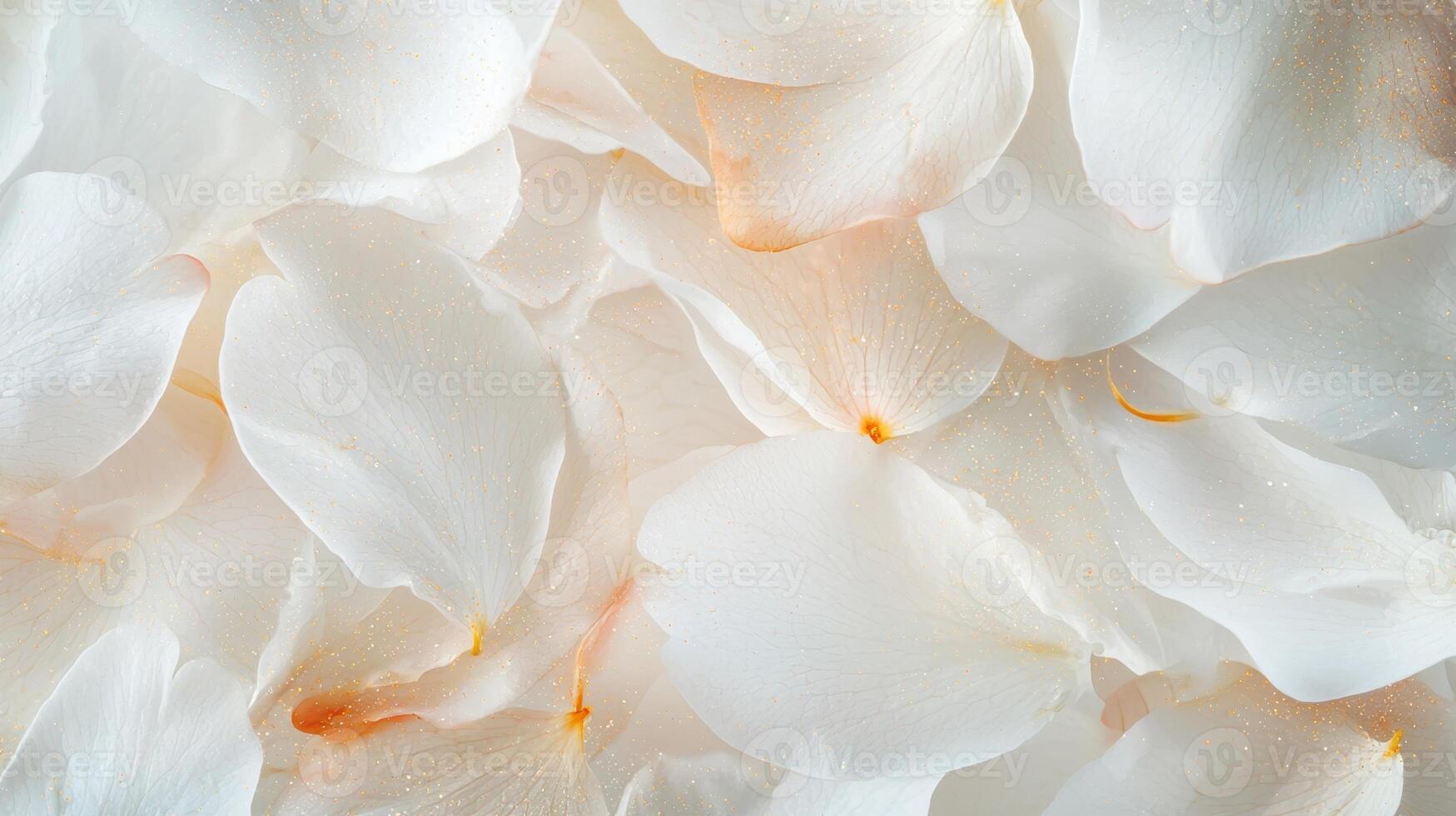 Delicate white flower petals are scattered gracefully, creating a calming and elegant aesthetic. Their soft texture and appearance provide a perfect complement to various decorative uses photo