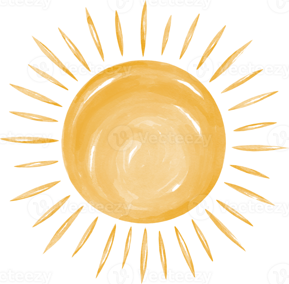 Watercolor graphic illustrations sun, can be used in a variety of ways, such as digital printing, decoration, scrapbooks, stickers, baby rooms, illustrations, and more. png