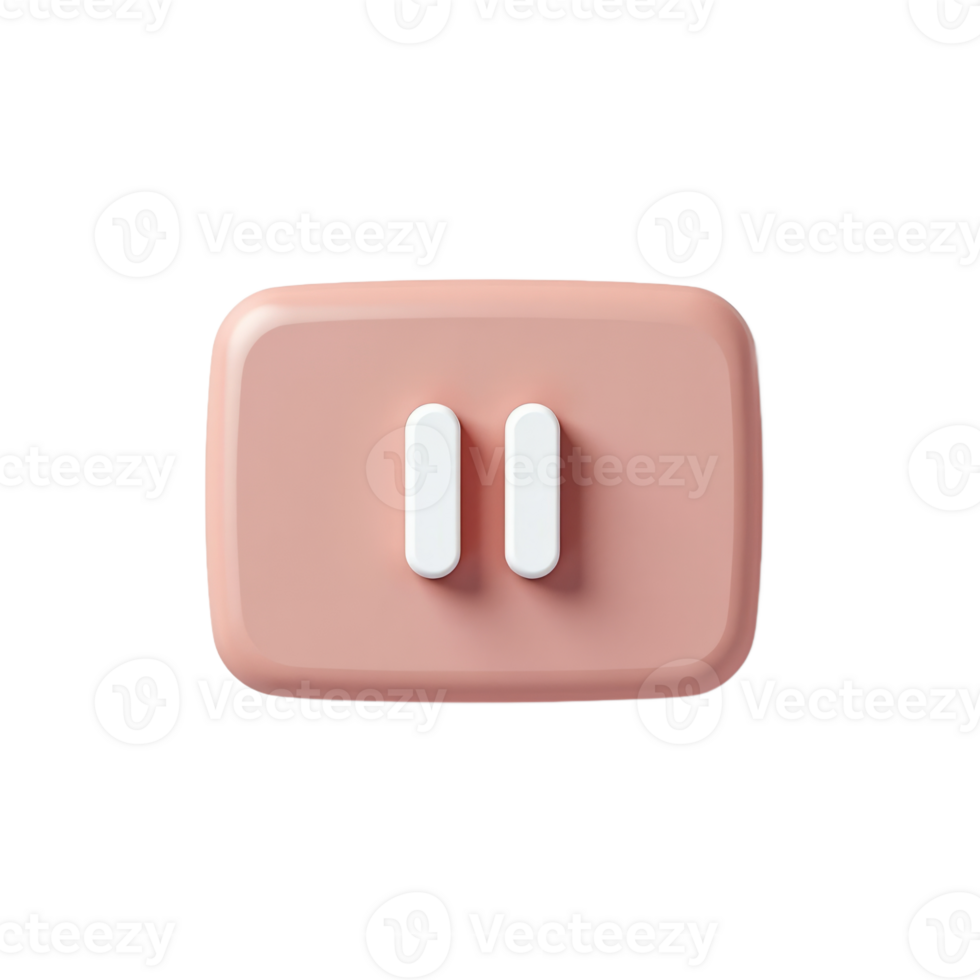 Pink And White 3D Pause Button Icon On Transparent Background png
