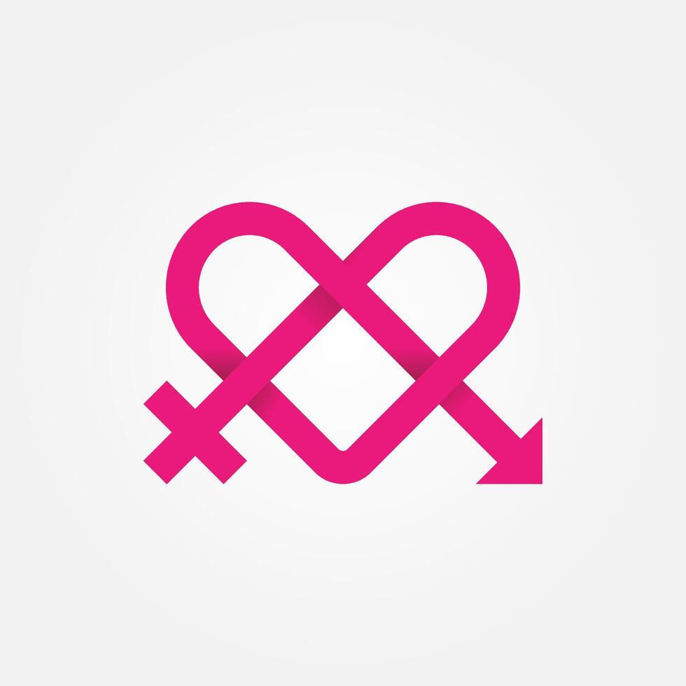 Gender symbol logo inspiration heart with male and female sign combination vector