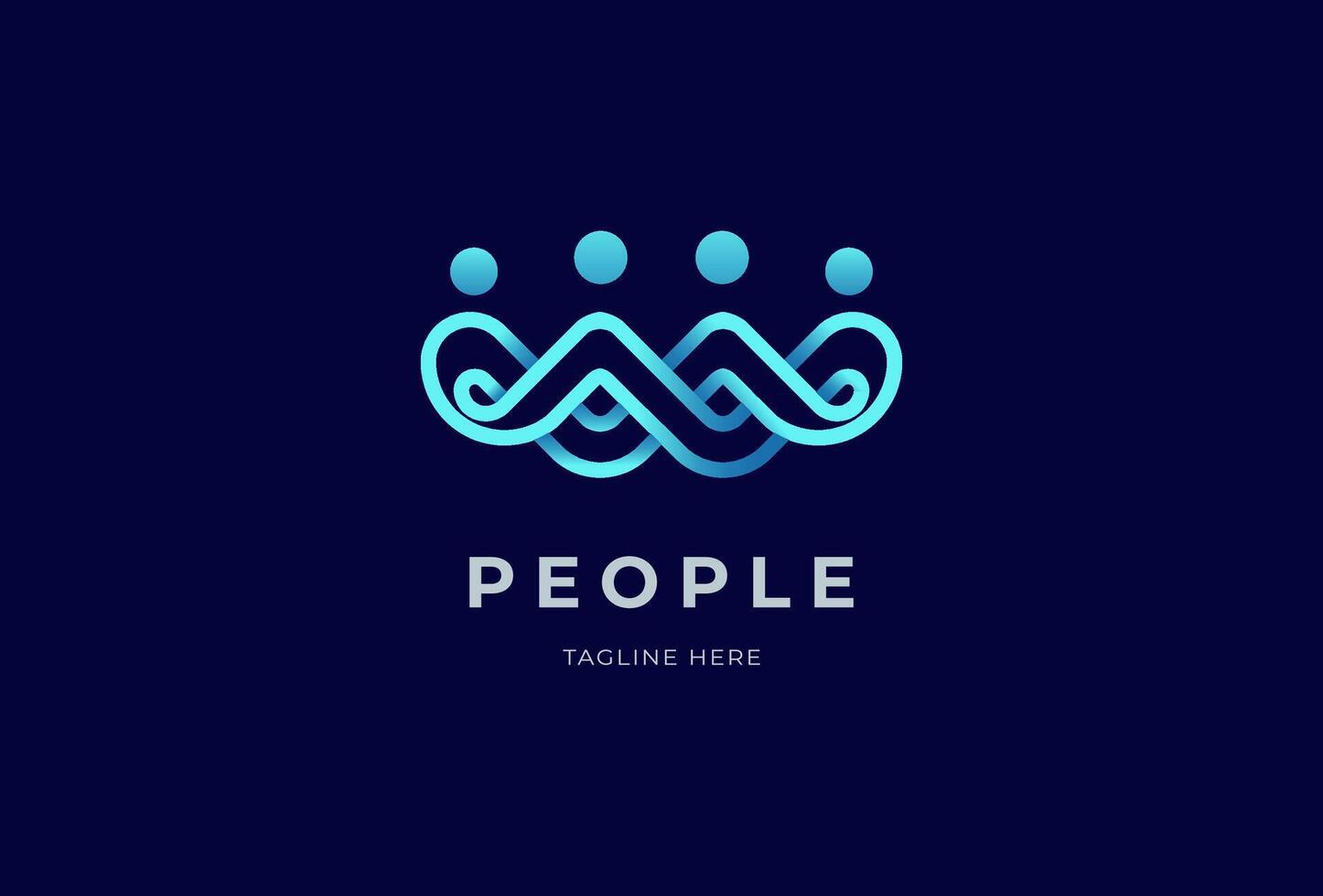 People Logo Modern Line Art Concept vector