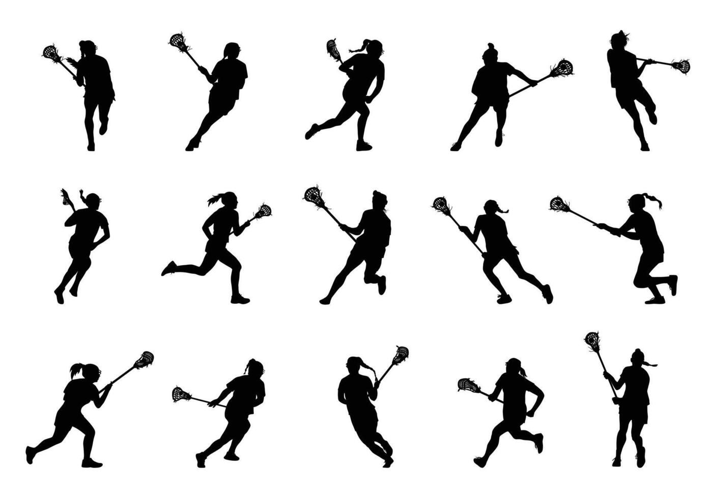lacrosse silhouettes, female lacrosse silhouette vector