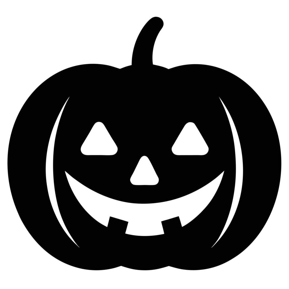 Black Silhouette of Smiling Jacko'Lantern with Triangular Eyes for Spooky Halloween Decor vector
