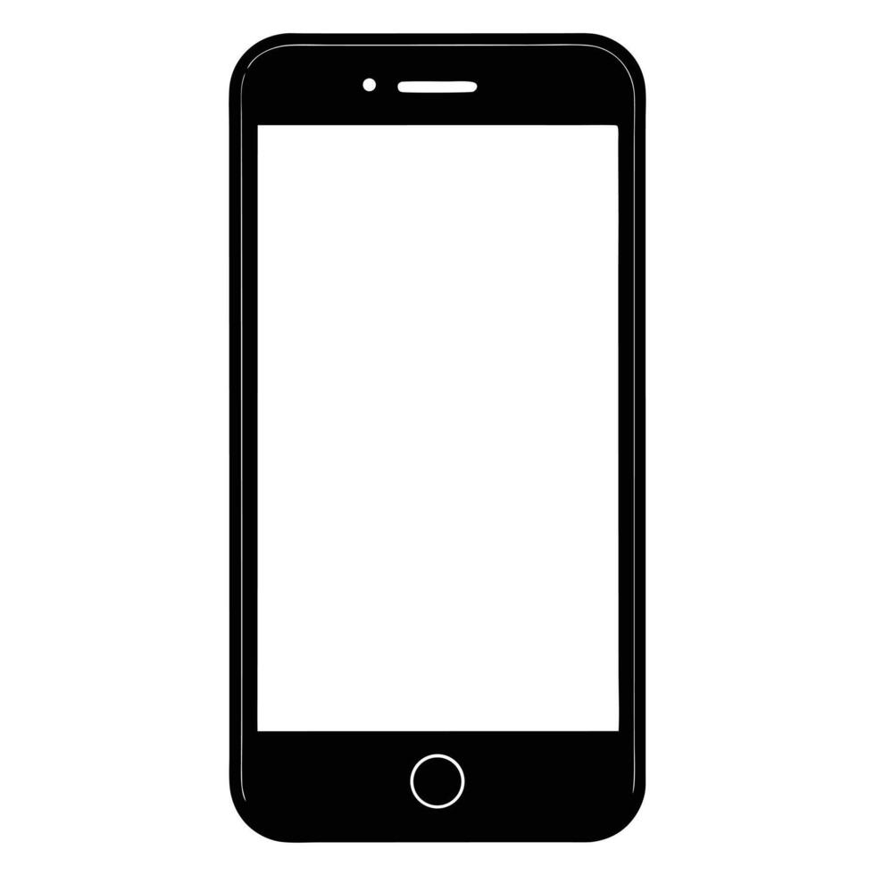 Black Smartphone with Blank White Screen and Home Button Illustration for UI Design vector