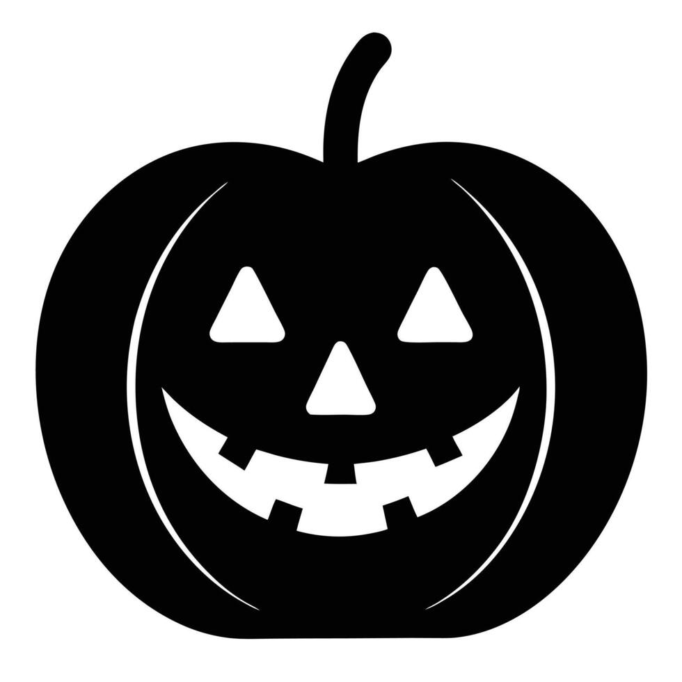Smiling Halloween Pumpkin Silhouette with Triangular Eyes and Jagged Teeth Illustration vector