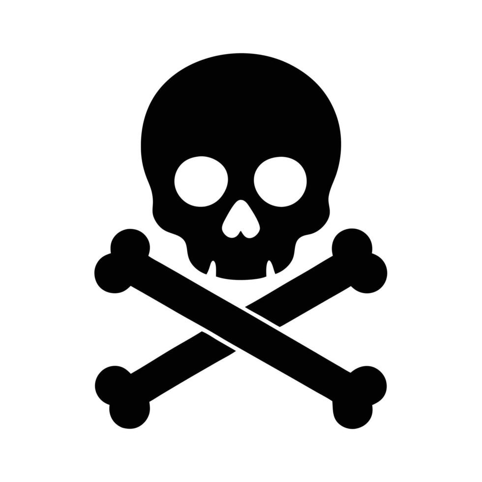 Simple Black Skull and Crossbones Icon on a Clean White Background vector