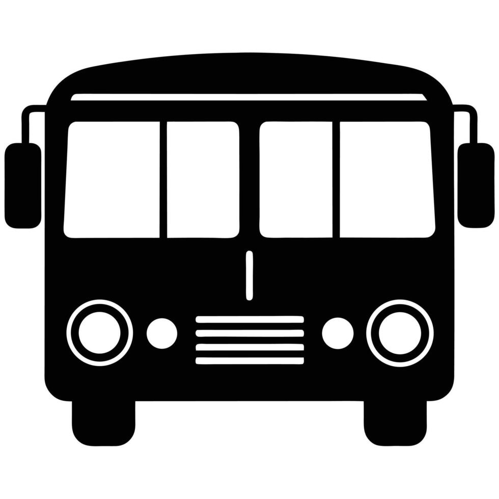 Frontal Bus Illustration Public Transport, School Bus, Vehicle, Commute, and Bus Station vector
