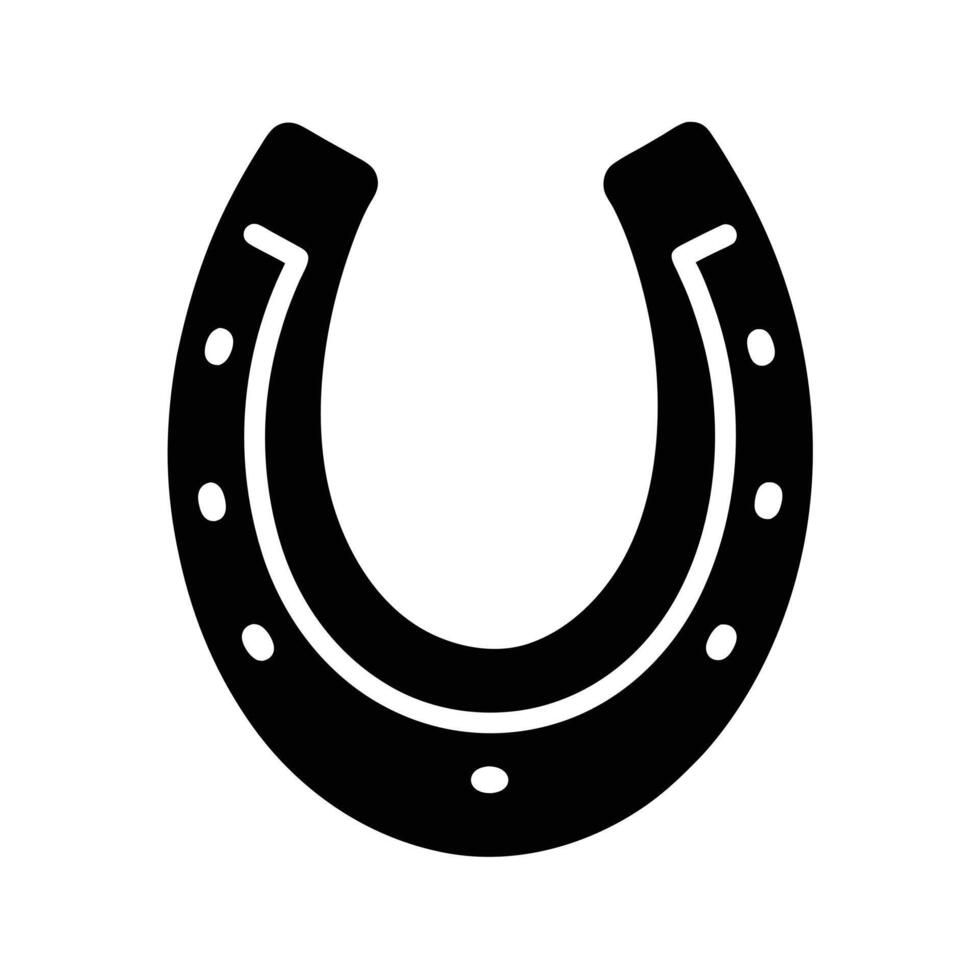 Symbolic Black Horseshoe Good Luck Charm with Inner Design and Fastening Hole Details vector