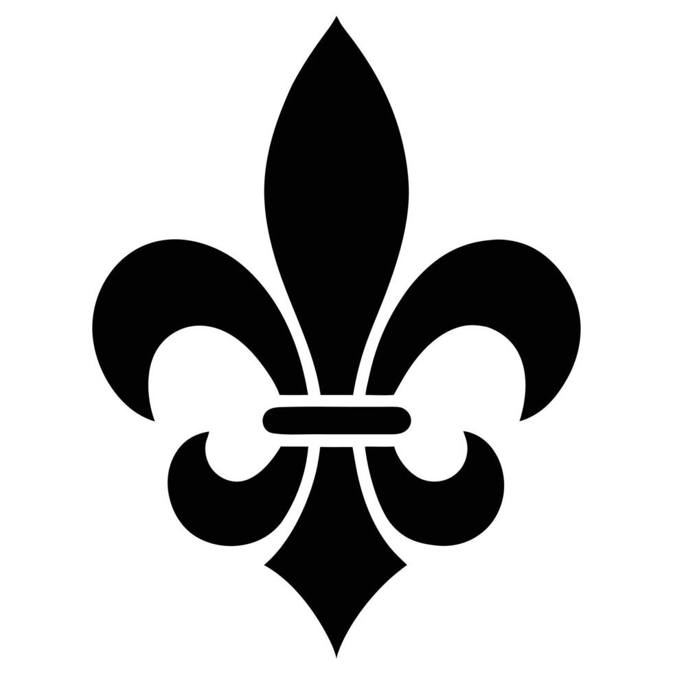 Black FleurdeLis Symbol Royal Lily Emblem, Heraldic Design on White Background vector