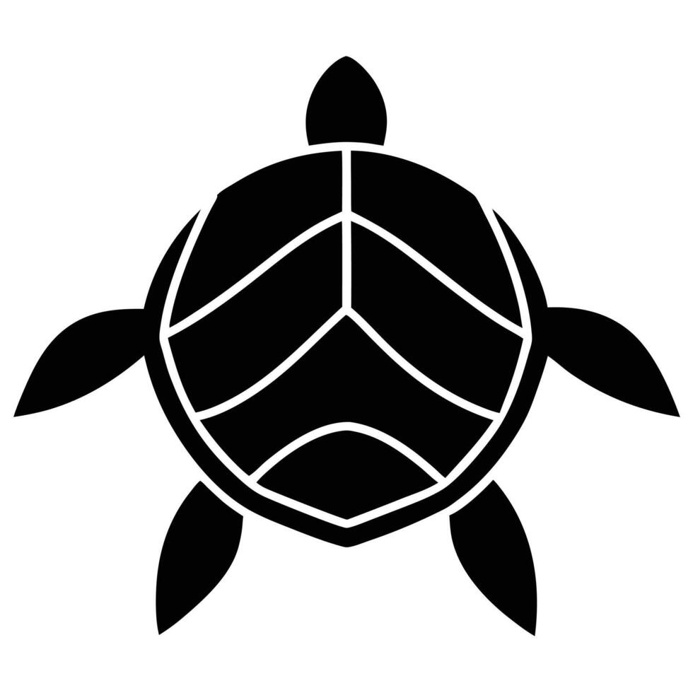 Stylized Black and White Sea Turtle Illustration Nautical Wildlife Design Element vector