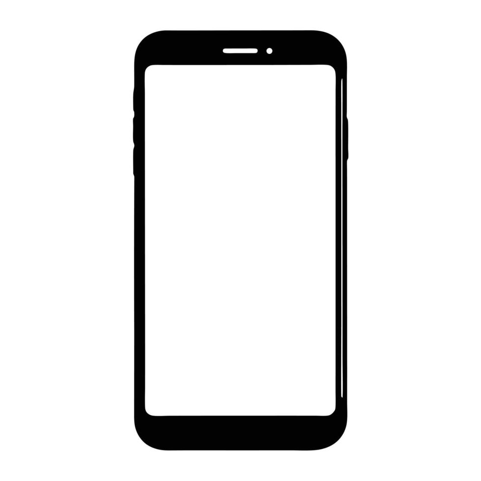Black Smartphone Silhouette with Blank Screen Mobile Technology for Apps and Mockups vector