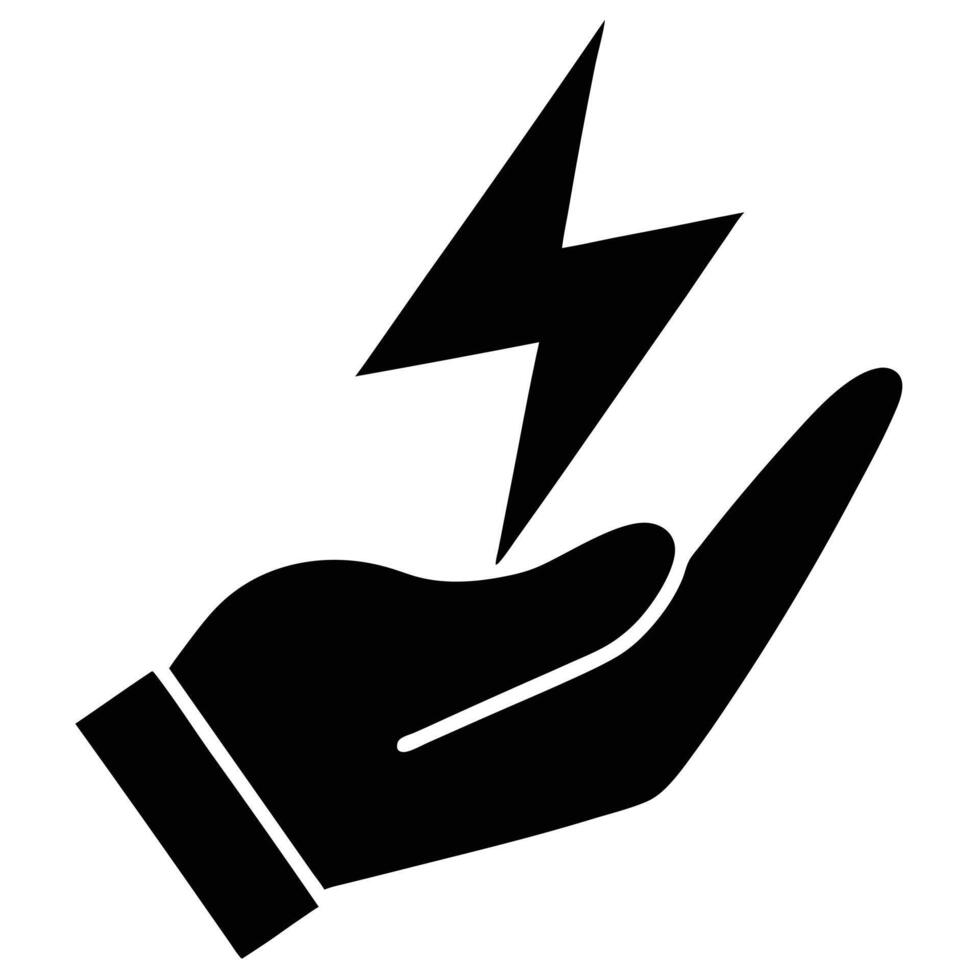 Silhouette Hand Holding Lightning Bolt Power, Energy, and Creative Spark Concept vector