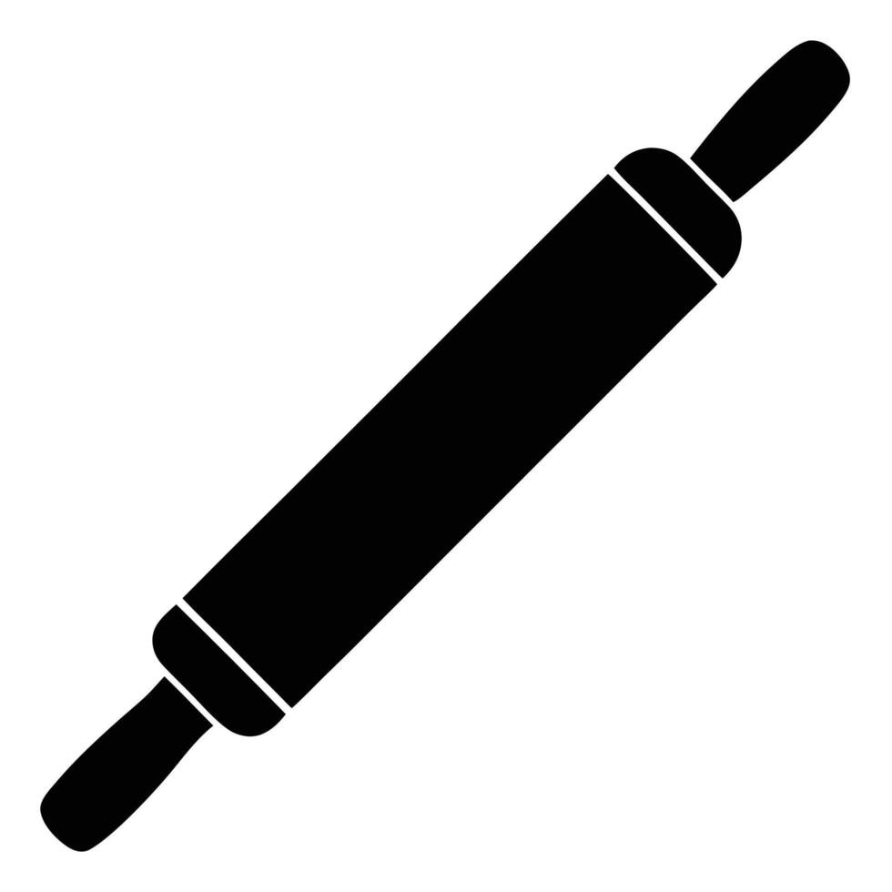 Black Rolling Pin Silhouette for Baking Projects and Pastry Illustrations vector