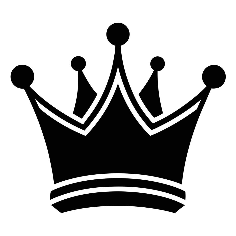 Black Crown Illustration Regal Design with Rounded Points and Bold Stripes vector