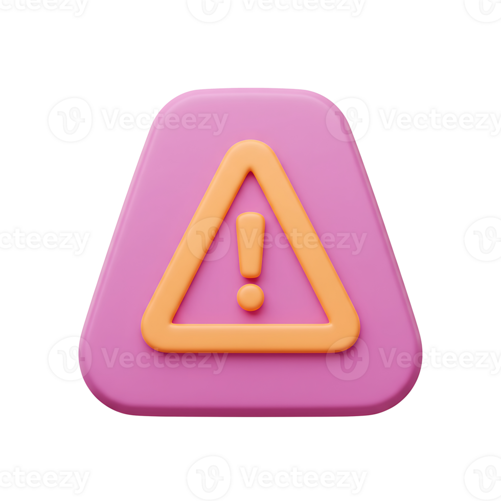 3d render of a modern and stylish orange and pink exclamation mark warning sign png