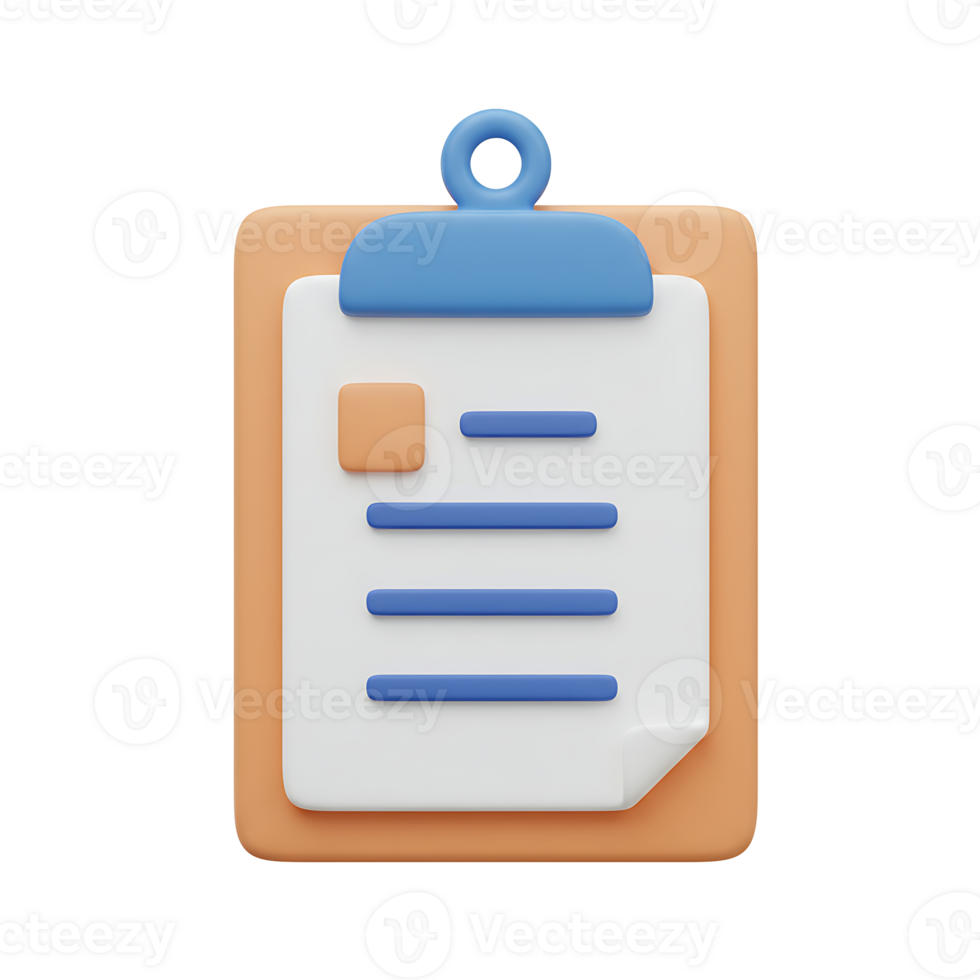 3d rendered clipboard with document illustration representing business report and management concepts png