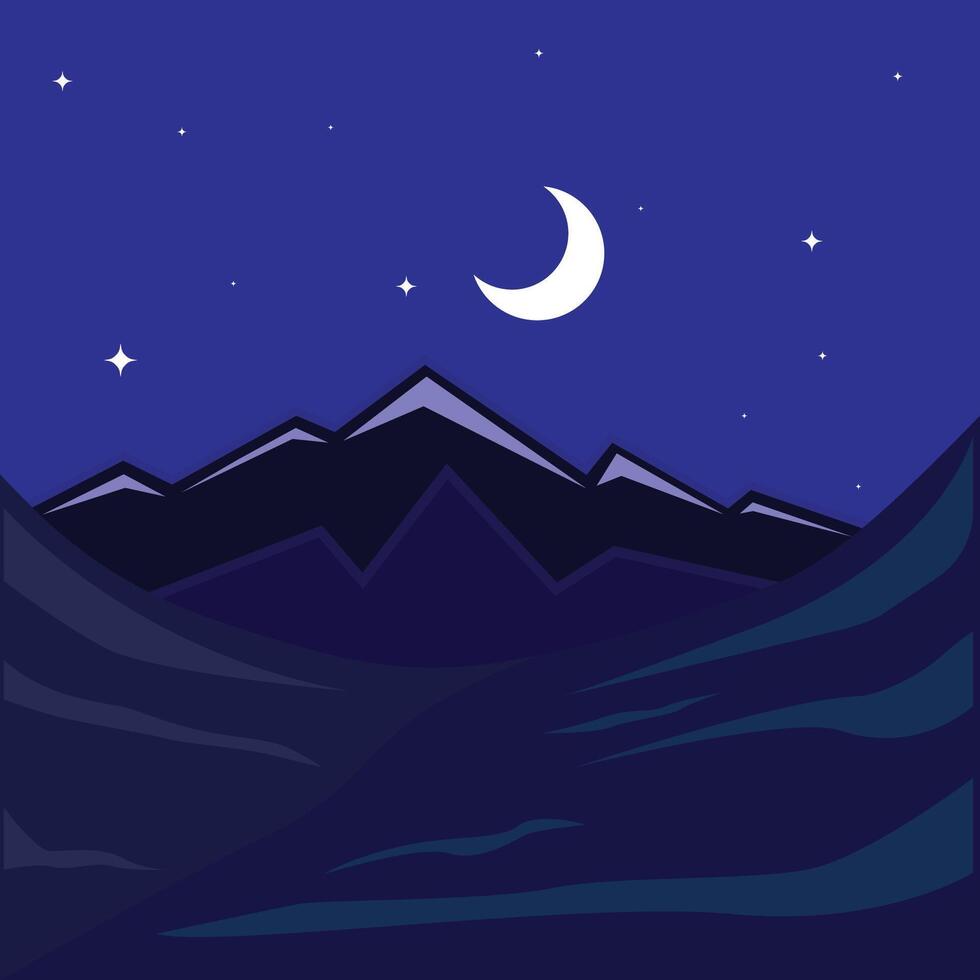 mountain landscaped illustration template graphic design . savanna and nature night view sign or symbol for adventure and wanderlust travel business vector