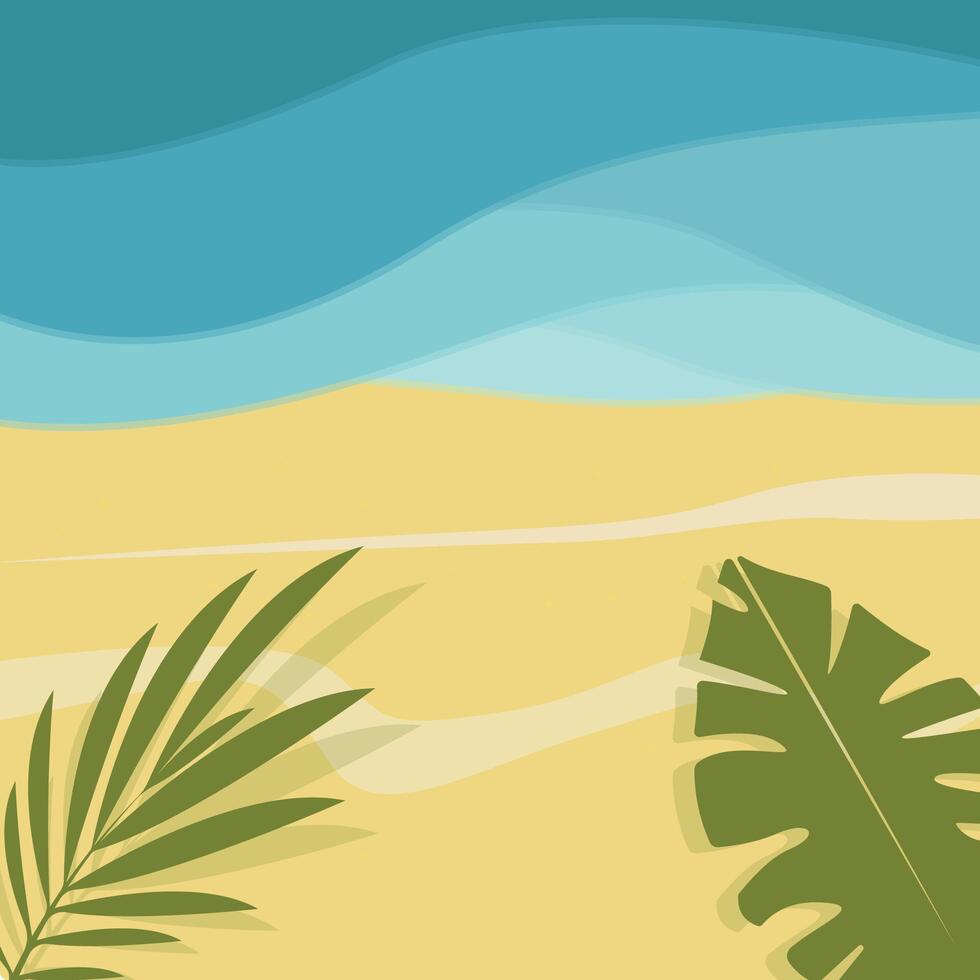 beach or island landscaped illustration template graphic design . sea and nature palm leaf view sign or symbol for adventure and wanderlust travel business vector