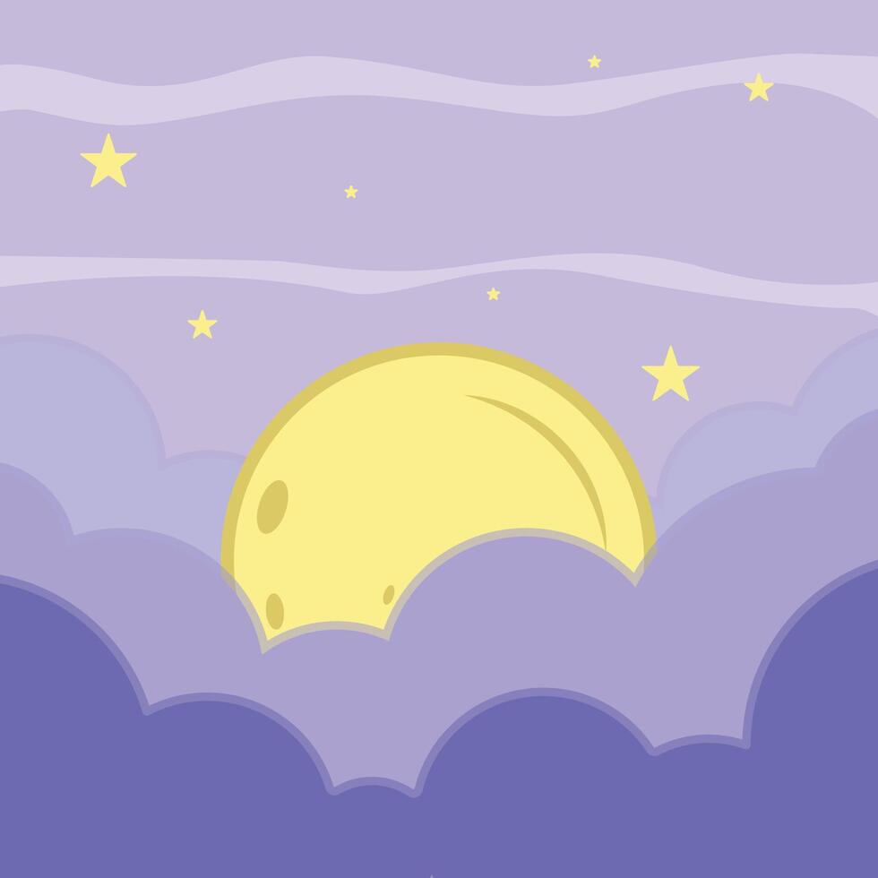 moon and sky night landscaped illustration template graphic design . star and nature night view sign or symbol for adventure and wanderlust travel business vector