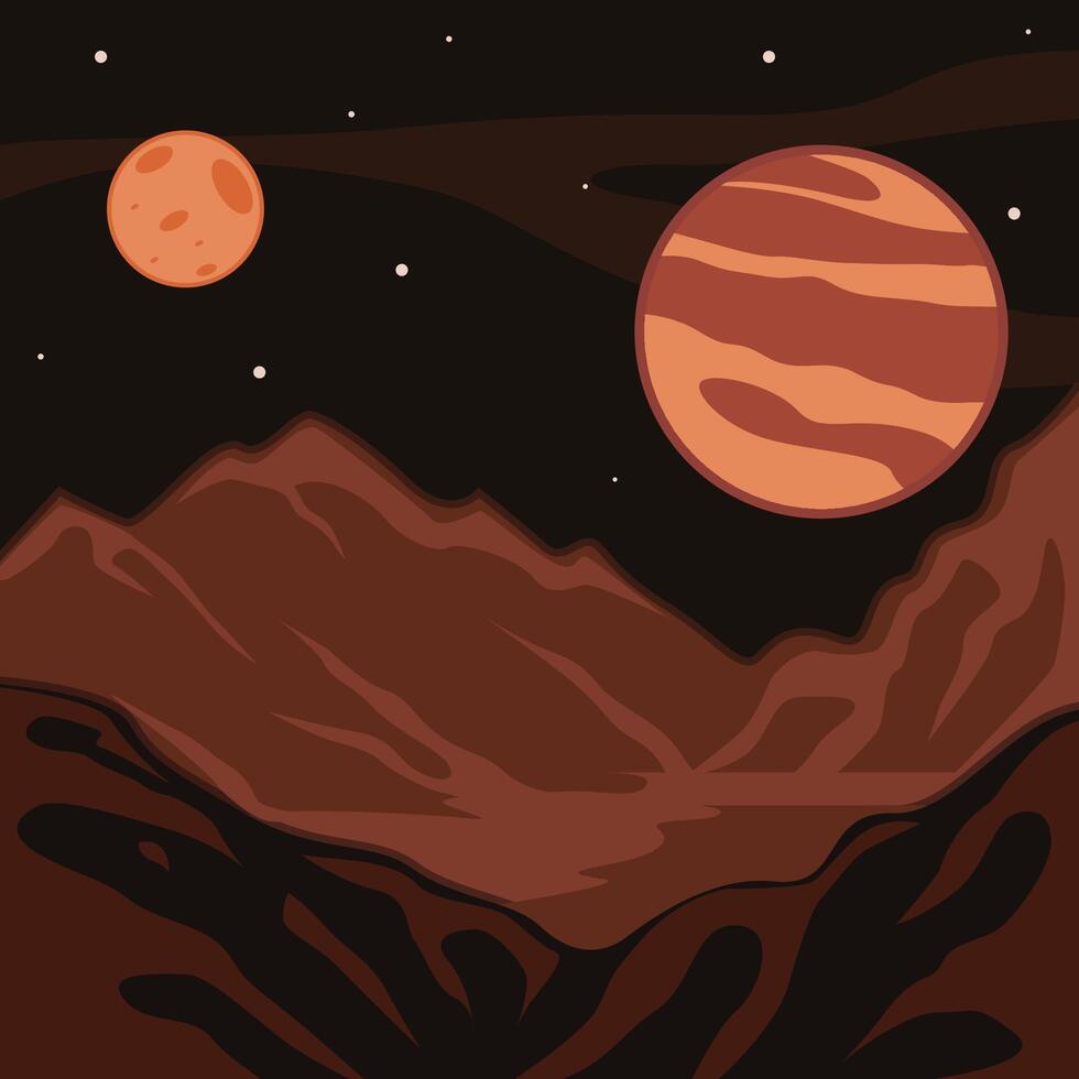 mars planet view landscape illustration template graphic design . astronomy scenery for knowledge banner concept vector