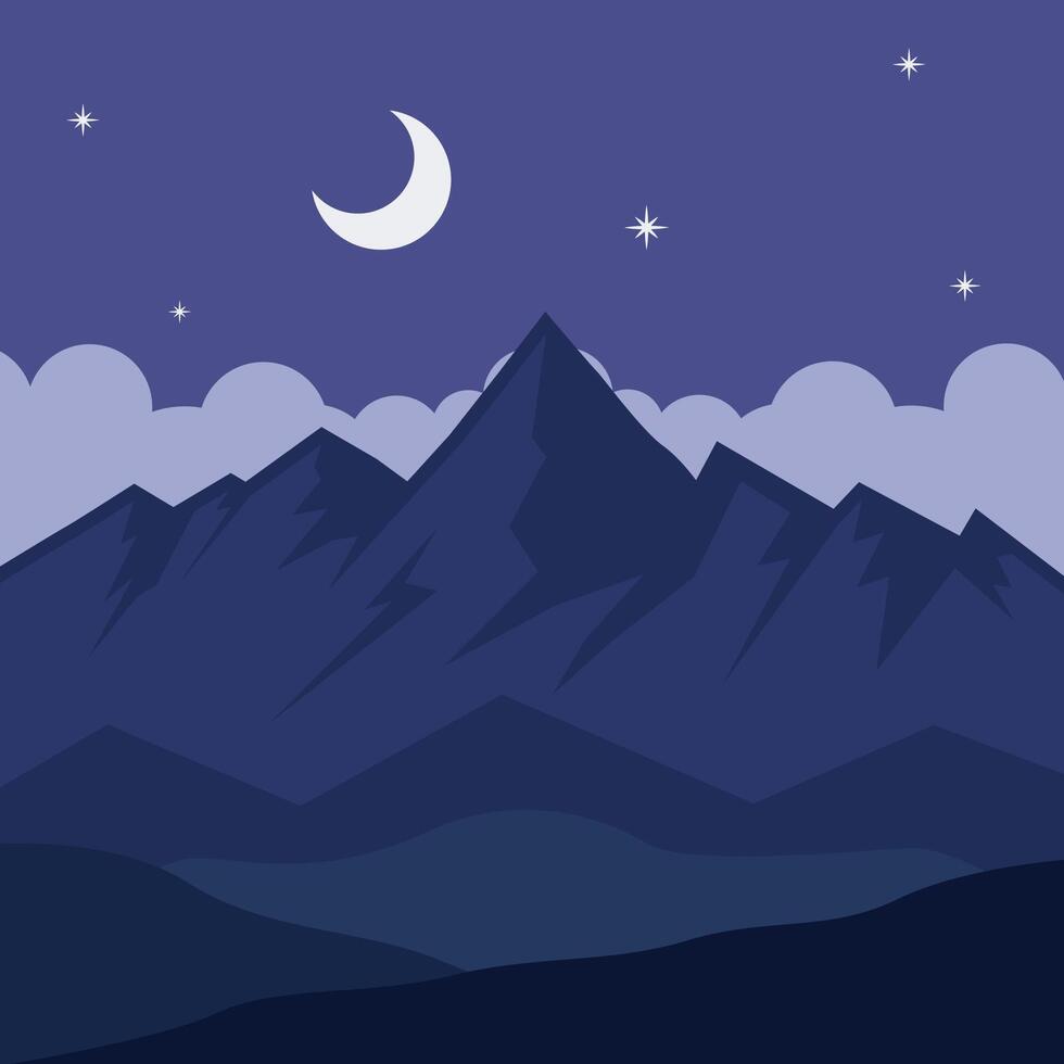 mountain landscaped illustration template graphic design . savanna nature night view sign or symbol for adventure and wanderlust travel business vector