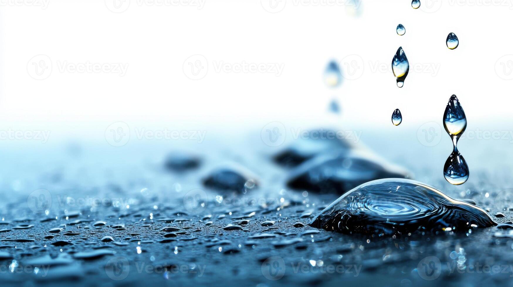 Water drops on a surface with white background photo