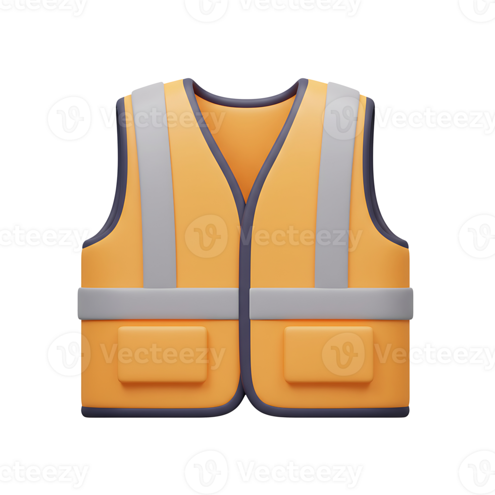 3d rendered illustration of a high visibility construction safety vest depicting protection and workplace safety png