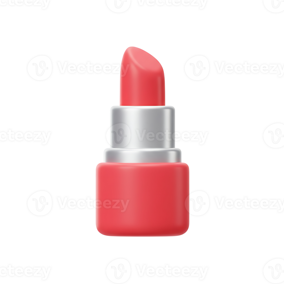 A vibrant and stylish rendered image of a red lipstick tube in a minimalist 3d cartoon style aesthetic. png