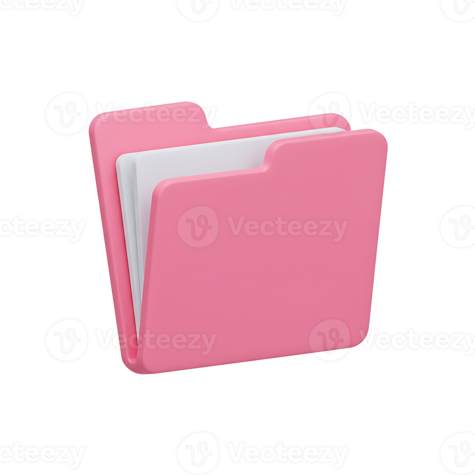 Pink 3d rendered folder icon illustrating file management organization and digital data storage with documents png