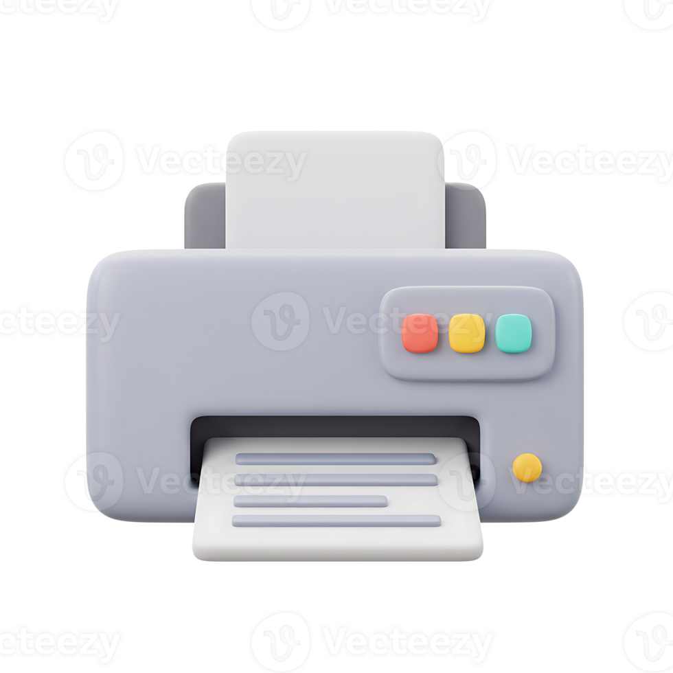 3d rendered illustration of a modern office printer depicting print technology and business operations with a digital design png