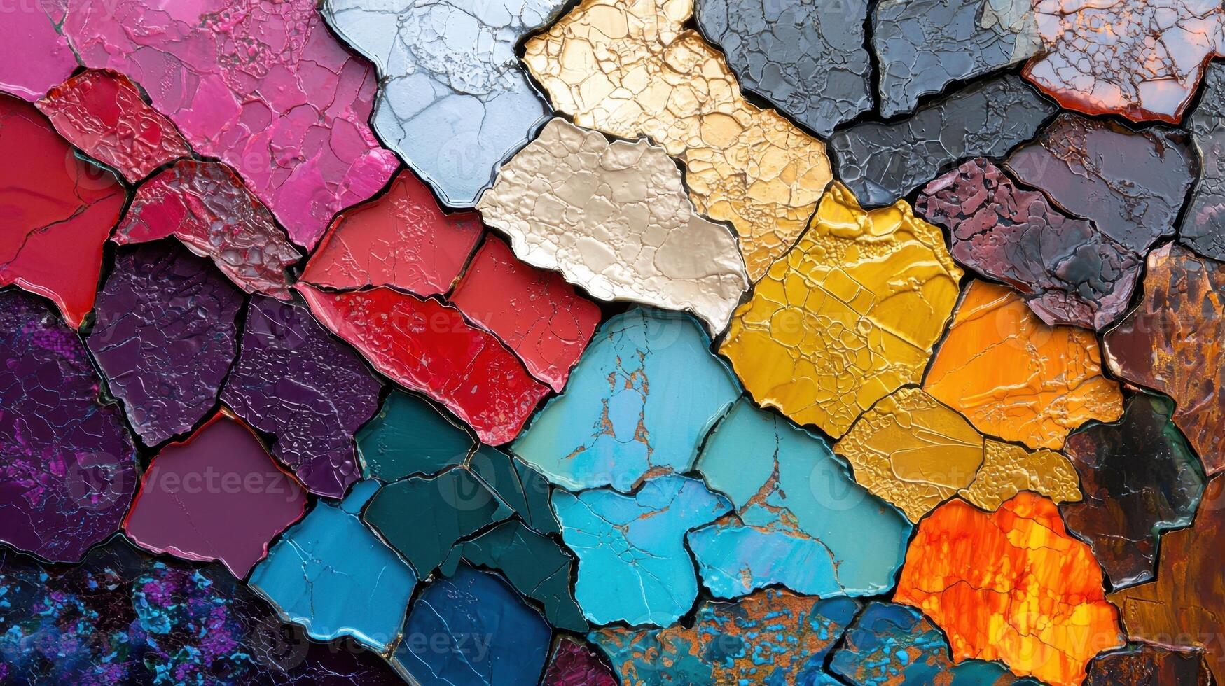 A colorful mosaic made of broken pieces of glass photo