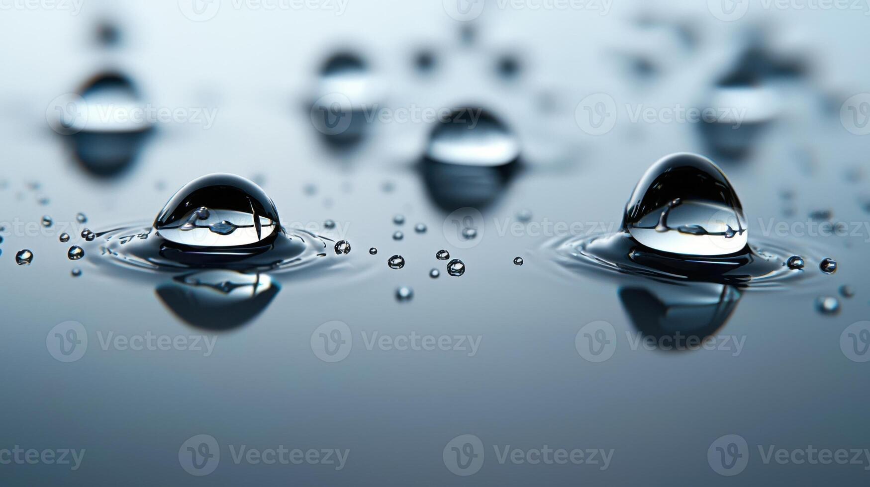 Water droplets on a surface with a blue background photo