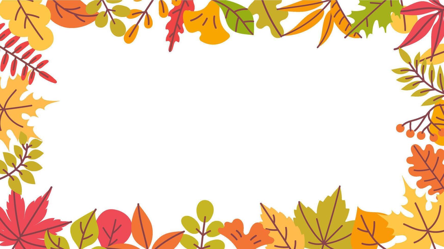 Autumn leaves frame. Fall leaves orange, red and green frame, yellow leaf border for Thanksgiving card, fall sale season banner. Maple and oak foliage background vector