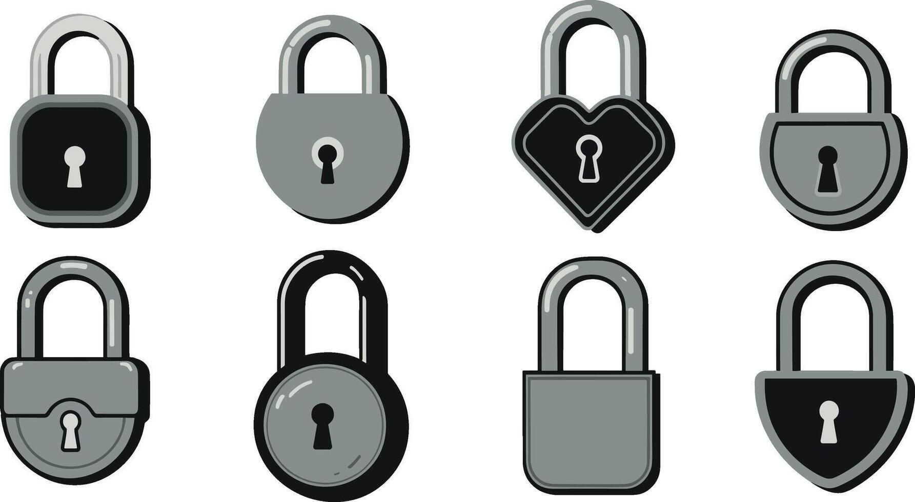 Collection of Padlock Illustrations vector