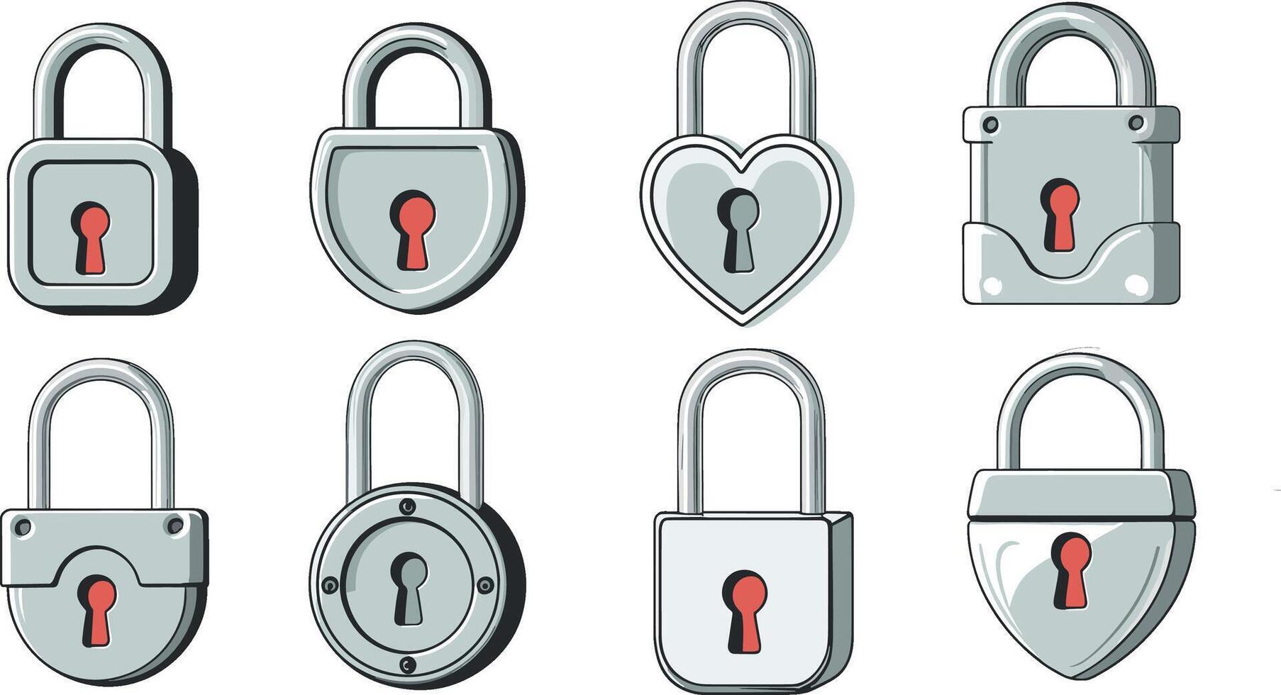 Illustration of Various Metal Padlocks vector
