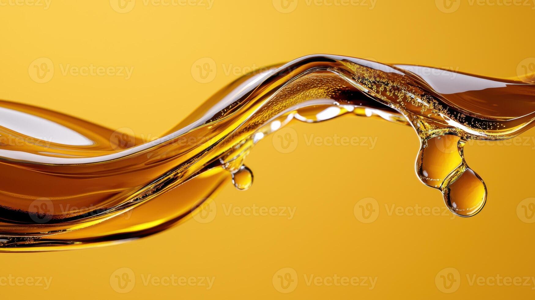 Oil drops on yellow background photo